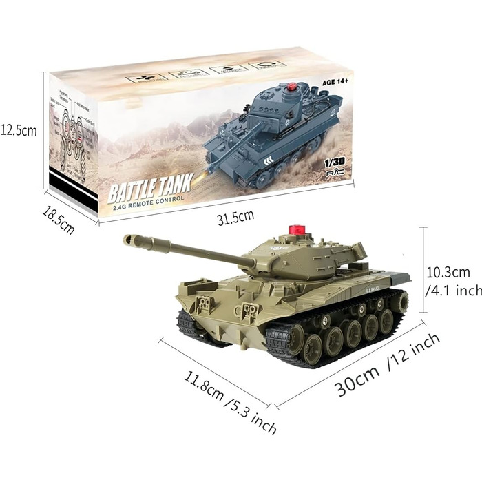 Військова вантажівка Автомобіль на радіоуправлінні 2,4 ГГц Радіоуправління Військові бойові танки Іграшки Обертання на 270 Реальні