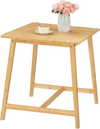 Невеликий обідній стіл, квадратний кухонний стіл 70 x 70 x 75 см, обідній стіл для 2-4 осіб, для невеликих приміщень, легке складання, їдальня, вітальня, офіс, колір натурального дерева EYL72CZ01