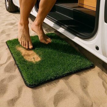 Килимок для дверей зі штучної трави Bus-Boxx - Вуличний килимок для кемперів, фургонів, автофургонів та патіо - Піскоуловлювач - Килимок для бруду - 60 x 40 см зелений