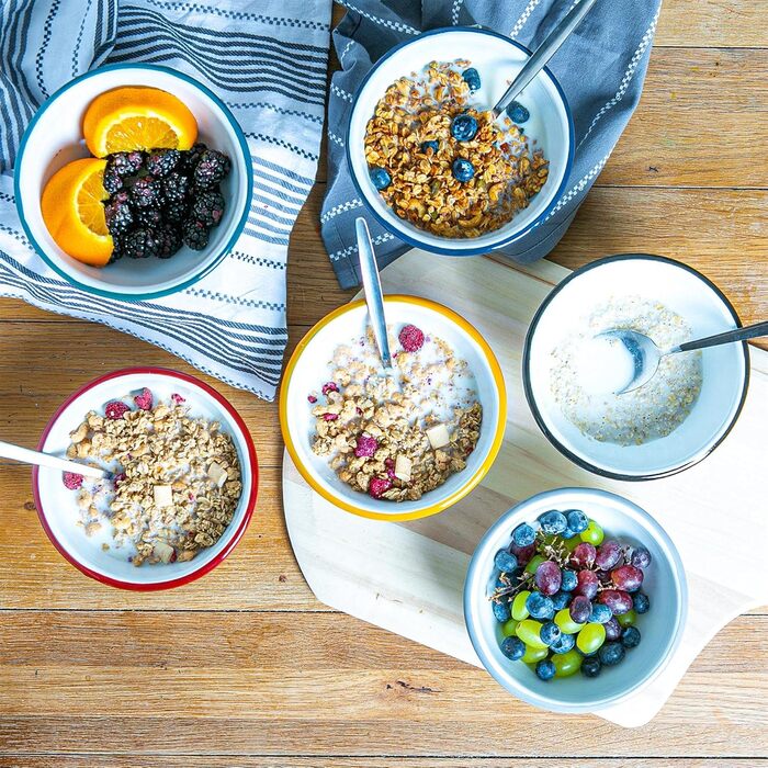 Аргонові столові прибори Білі емальовані миски - 16 см - 4 кольори