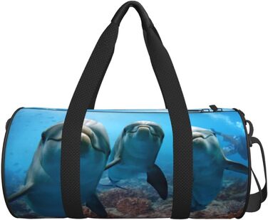 Дорожня сумка-циліндр з морськими тваринами та веселими дельфінами, спортивна сумка для чоловіків та жінок, сумка для подорожей, спортивна сумка