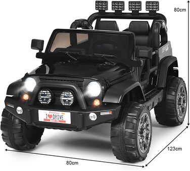 Дитячий електромобіль COSTWAY 2-місний з пультом дистанційного керування 2.4G, 3-швидкісний 12В дитячий автомобіль з MP3, музикою,