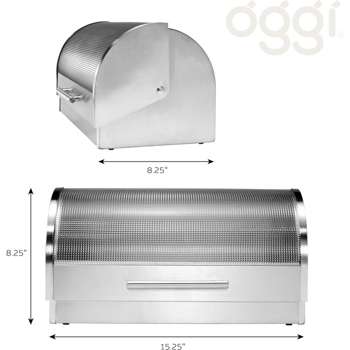 Настільна хлібниця Oggi, скло з нержавіючої сталі, 16,5 дюймів, 1,2 дюйма на 9 дюймів 16,5 дюймів, 1,2 дюйма на 9 дюймів