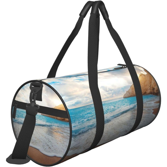 Спортивна сумка для подорожей, пляжна сумка з тропічним дизайном, швидке друкування малюнка, чорна, універсальний розмір