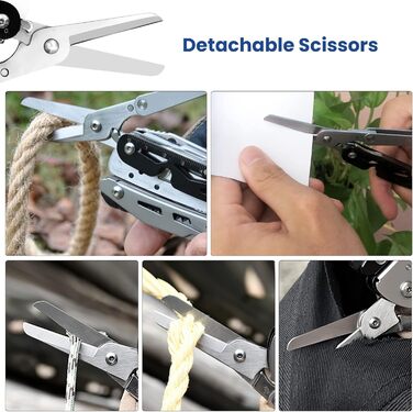 Мультитул Плоскогубці 12 в 1 з нержавіючої сталі, знімні складні ножиці, складні багатофункціональні плоскогубці, з 9 насадками дл