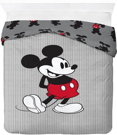 Смугастий - комплект підковдри на двох з наволочкою 50 х 70 см, теплий комплект постільної білизни бавовняний сірий - Mickey Mouse