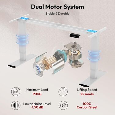 Письмовий стіл з регульованою висотою 18080 см Електричний стіл для роботи стоячи з подвійним двигуном, надзвичайно стабільною рамою та функцією пам&39яті (білийклен) 180 x 80 см клен