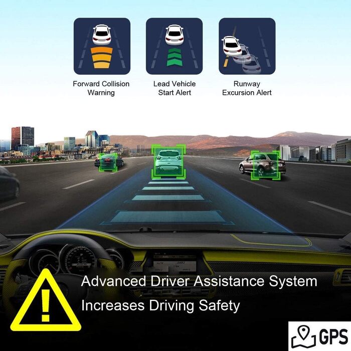 Автомобільна камера передній реєстратор FHD 1944P ADAS Cam Автомобільний відеореєстратор з голосовим управлінням, аварійний запис,