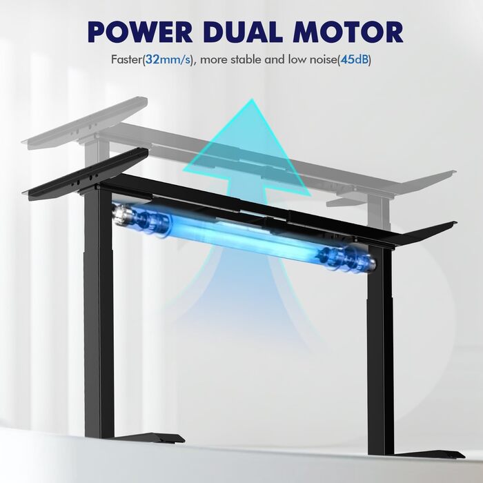 Регульована по висоті рама столу AIMEZO з 2 двигунами, електрична рама столу з 2 напрямками, регулювання висоти, функція пам&39яті та запобігання зіткненням, чорна - 2