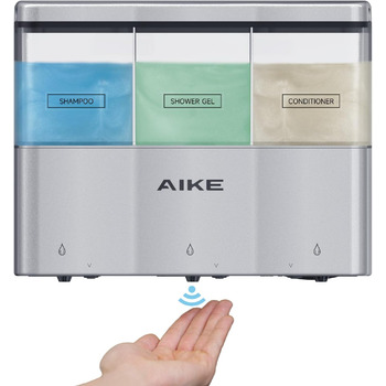 Дозатор мила для душу для ванної кімнати, автоматичний дозатор мила 3 x 320 мл для настінного кріплення, пластиковий дозатор мила