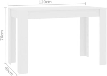 Обідній стіл, мінімалістичний стиль, обідній стіл, кухонний стіл, обідній стіл, їдальня, кухня, білий, 120x60x76 см, дерев&39яний композит