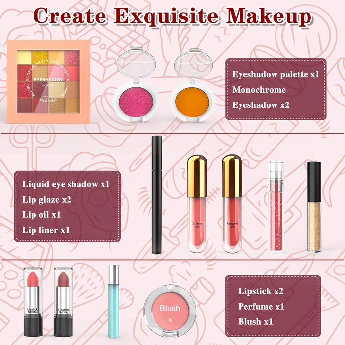 Адвент-календар краси, Адвент-календар макіяжу на 2025 рік, 24 вибрані унікальні косметичні засоби для догляду за шкірою, Сюрпризи з краси для жінок, підлітків та дівчат, Набори для макіяжу - Подарунки на Різдво