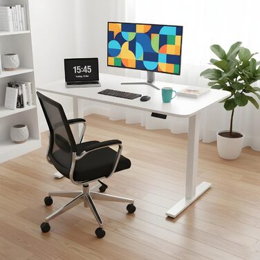 Електрично регульований по висоті стіл 120x60 см з функцією пам&39яті та портом зарядки USB, ергономічний стіл з регульованою висотою для роботи сидячи та стоячи, білий, для домашнього офісу, 120 x 60 см