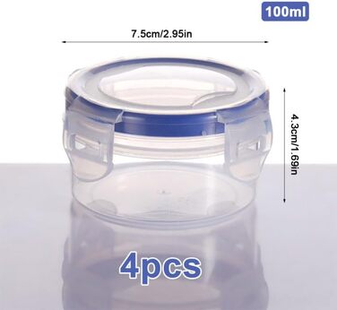 Контейнери для зберігання продуктів Jinsion, 4 шт., круглі, пластикові, з кришками (PP5), міні-контейнери для салатів, соусів, заморожування