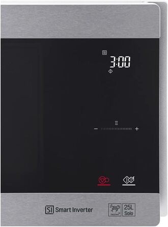 Мікрохвильова піч LG MS2595CIS з технологією Smart Inverter, ємність 25 літрів, 1000 Вт, автоматичні програми, регульовані рівні потужності та функція EasyClean, мікрохвильова піч Silver Solo з нержавіючої сталі Silver 2