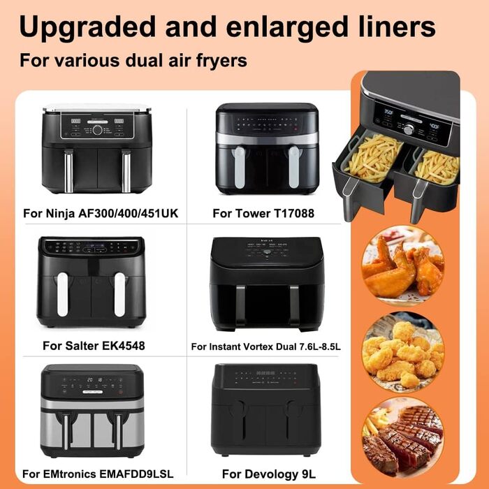 Папір для випічки аерофритюрниці, 150 шт. Папір для випічки у фритюрниці для AF300EU.AF400EU, аксесуари для фритюрниці Папір для фритюрниці для двозонної фритюрниці 20 см x 13,5 см x 4,5 см