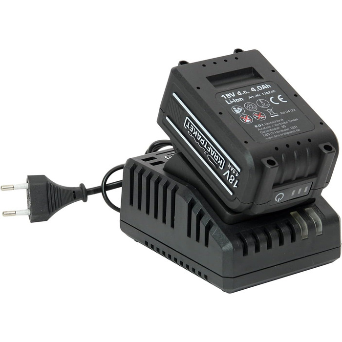 Зарядний пристрій Dino KRAFTPAKET 4A для літій-іонного акумулятора 18V 4Ah, сумісний з 18-вольтовою акумуляторною системою Dino KRAFTPAKET