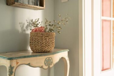 Круглий плетений кошик для зберігання Decorasian, виготовлений з екологічно чистої морської трави - діаметр 25 см, натуральний колір