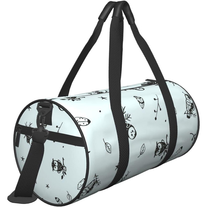 Дорожня сумка-циліндр Сова та листя, спортивна сумка для чоловіків та жінок, сумка для подорожей та спорту