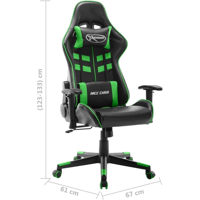 Ігрове крісло чорно-зелене зі штучної шкіри