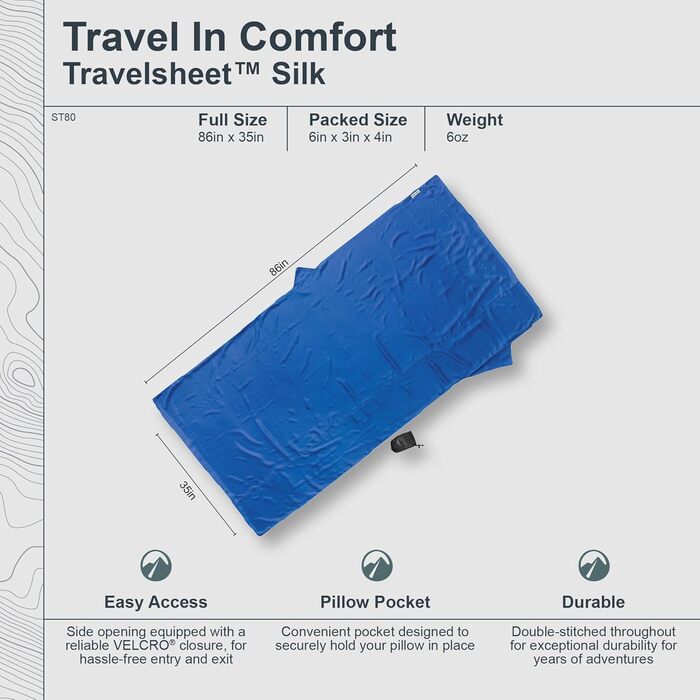 Шовковий спальний мішок Cocoon Silk Travel Sheet XL Extra Large - шовковий темно-синій