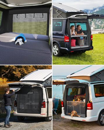 Москітна сітка SUPAREE 6&39x5&39 для багажника VW T5, захист від комах для фургонів та кемперів, із застібками-блискавкою та липучками для будинків на колесах, караванів та кемперів VW T5 та T6, чорна, 185 x 155 см