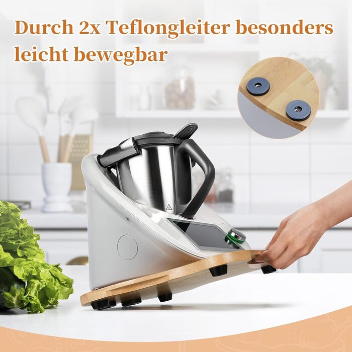 Розсувна дошка для Thermomix TM6 TM5, розсувна дошка з дерева, слайдер з ергономічними ручками Також підходить як розсувна дошка для Thermomix TM5, дошка з листяних порід Rubberwood для Thermomix TM6 & TM5