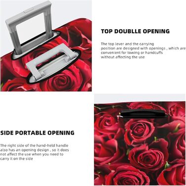 Чохол для валізи Червона троянда з принтом, еластичний захист від подряпин та пилу, чорний, розмір 90