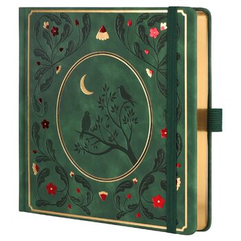 Блокнот TIEFOSSI Bullet Dotted, блокнот із точковою сіткою для жінок та чоловіків, тверда обкладинка зі штучної шкіри, щільний папір 160 г/м, 160 пронумерованих сторінок із золотими краями, 20,4 x 20,4 см, середньо-зелений