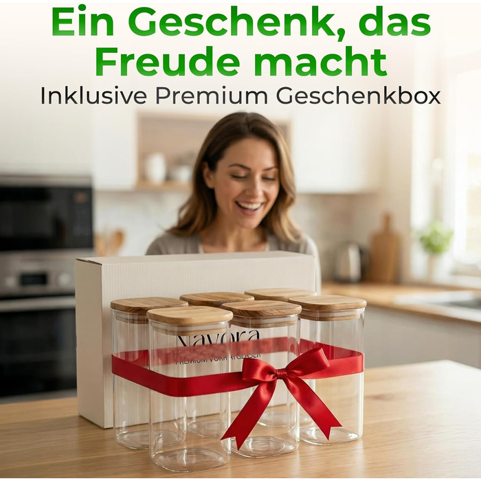 Банки для зберігання з кришками з акації квадратні/прямокутні скляні банки для зберігання герметичні та штабельовані кухонні контейнери для зберігання 6x800 мл