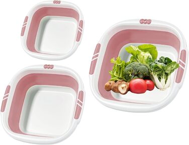 Складаний умивальник - Миска Портативна ванна для миття обличчя, одягу, ніг, замочування, кемпінгу, прання, рожева