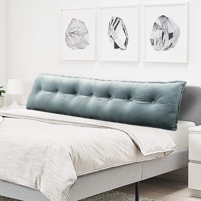 Оксамитова подушка для спинки узголів&39я ліжка з закрученим верхом велика подушка для підтримки кушетки, дивана-ліжка та подушка для читання (сіра, 50 * 200 см) Сіра 50*200 см