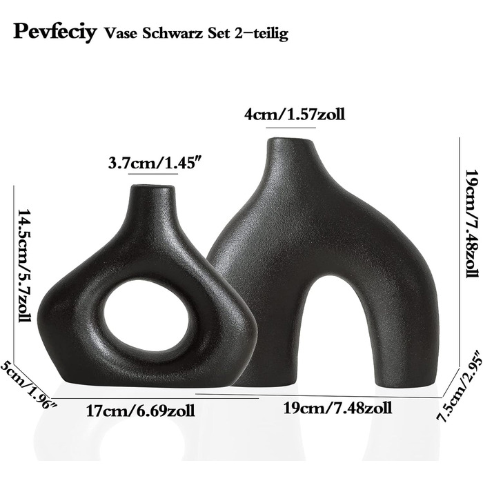 Чорна ваза для трави пампаси,набір ваз з 2-х частин ваза чорна матова декоративна ваза для сухих квітів,керамічні вази для квітів для живих квітів,сучасні вази для прикраси вітальні офісу будинку,чорні