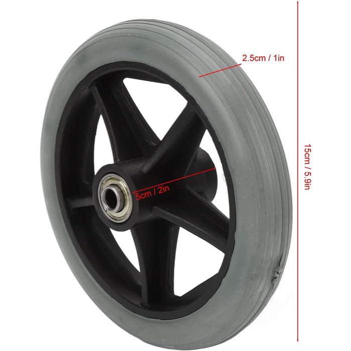 Колеса для інвалідних візків, 2 шт. задні колеса для інвалідних візків, змінне 6-дюймове гумове колесо для інвалідного візка, скутера, візка, ходунків, ролатора, передні колеса, передні колеса, запасні колеса.