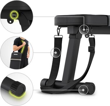 Складана лава ZIPRO Plank, тренувальна лава, фітнес-лава складна лава для жиму лежачи та присідань для домашнього використання компактна лава/лава для жиму лежачи, вантажопідйомність 230 кг з ремінцем для ніг