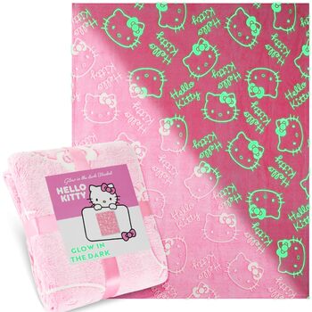 Флісова ковдра Get Trend Hello Kitty Sanrio, що світиться в темряві, 130x150 см, пухнаста флісова ковдра, що світиться в темряві, подарунки для дітей та дорослих (рожева Hello Kitty) Рожева Hello Kitty 130x150 см