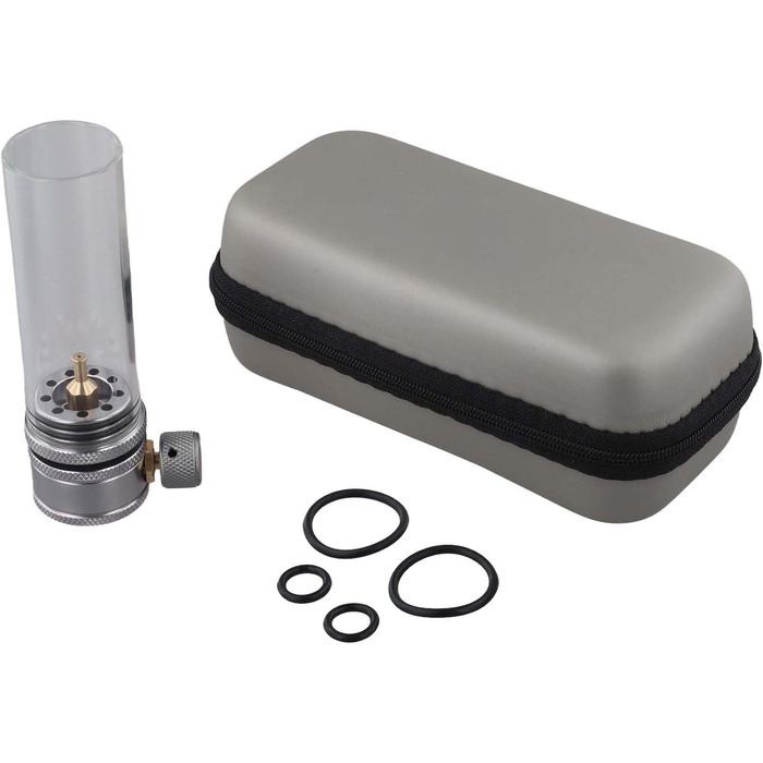 Головка газового ліхтаря для кемпінгу з регульованою яскравістю, з алюмінієвого сплаву та скла, для балонів з ізобутаном сіра (10 x 3 x 3 см)