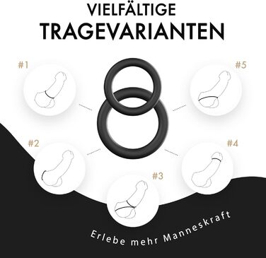 Набір кілець для пеніса Liebesfreunde Deluxe - 6 еластичних кілець для міцної ерекції, кільця для пеніса та яєчок для чоловіків - ідеальна посадка, секс-іграшка для пар, чорний