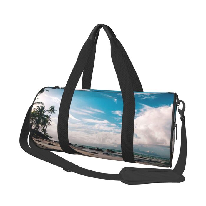 Спортивна сумка, дорожня сумка, пляжна сумка, з пальмами, принт, сумка на нічліг, чорна, універсальний розмір