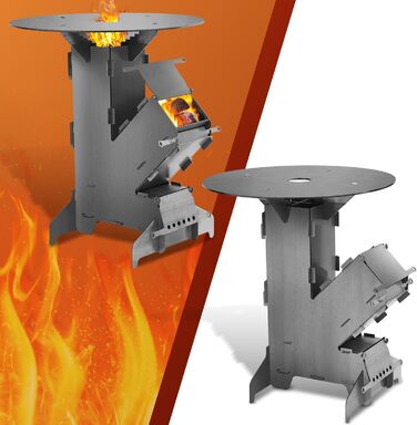 Ракетна піч з грилем та гачком для вогню, модель для вулиці з 2 додатковими ніжками, кемпінгова дров&39яна піч, барбекю, кемпінгова плита, кемпінговий гриль, ракетна піч виготовлена з цільної сталі товщиною 3 мм