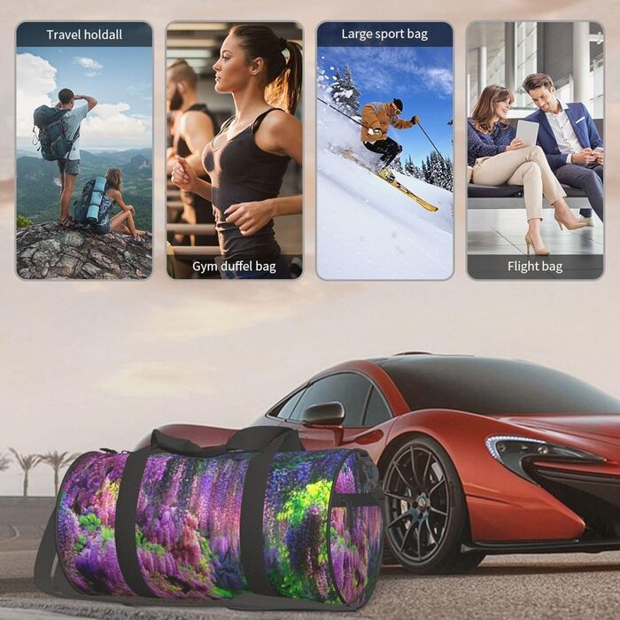 Спортивна сумка, дорожня сумка, стильний принт, сумка для подорожей та на ніч, чорна, універсальний розмір
