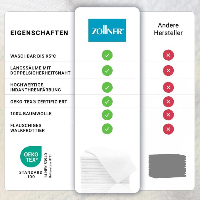 Набір ZOLLNER з 10 рушників для гостей - маленькі та пухнасті рушники розміром 30x50 см - можна прати при температурі до 95C - бав