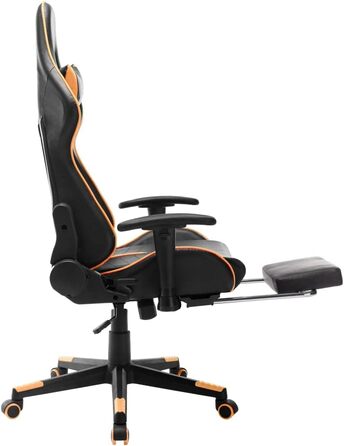 Геймерське крісло, офісне крісло, з підставкою для ніг, чорно-помаранчеве, штучна шкіра