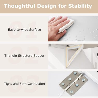 Настінний розкладний стіл FANTASK, плаваючий стіл, розкладний настінний стіл, компактний кухонний стіл для кухні, їдальні, кабінету (білий)