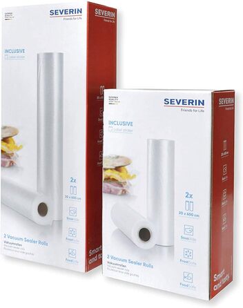 Рулони вакуумного пакувальника SEVERIN, для запаювачів плівок і вакуумних пакувальників, 2 комплекти 30x600 см, підходять для вакуумного пакувальника 3601, 3610, 3628, ZB 3617