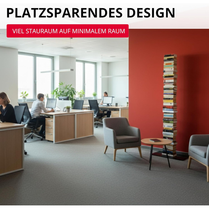 Окремостояча книжкова шафа зі сталі з порошковим покриттям, висотою 170,5 см, компактна книжкова шафа з основою та полицями, сучасний дизайн (735B)