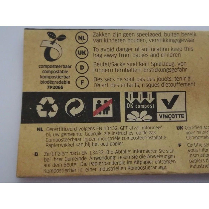 Біорозкладні пакети для сміття, зелені, 60 л, 50 шт.