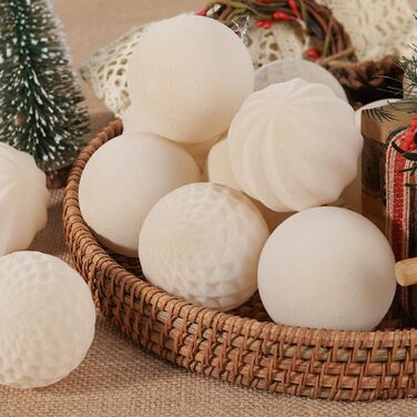 Набір з 16 оксамитових різдвяних прикрас для ялинки біжевий Miaikoe