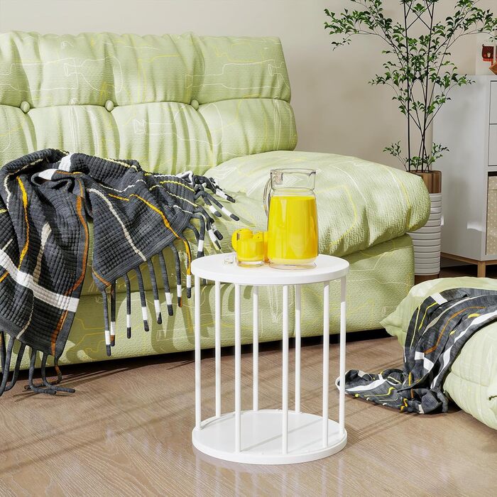 Кругла металева підставка для рослин HDANI 35 см, міцна та надійна підставка для квітів для вітальні, саду, балкону, дерев&39яний квітковий табурет, білий колір, висота 35 см