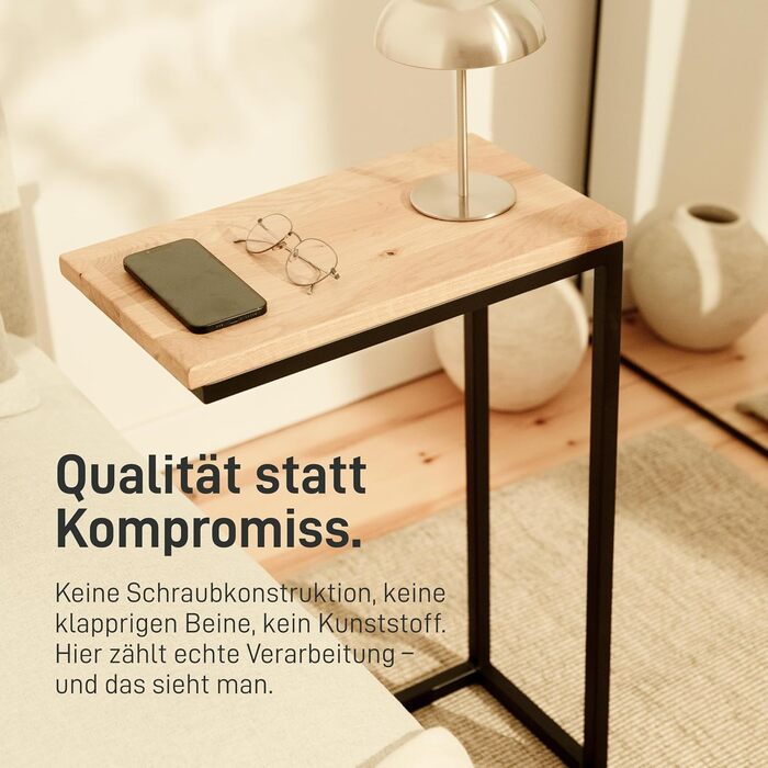 С-подібний журнальний столик Металевий та дерев&39яний столик для ноутбука Журнальний столик для дивана або крісла Практичне місце для зберігання Тумба під ліжком (з дубовою та білою стільницею) Зі стільницею з білого дуба